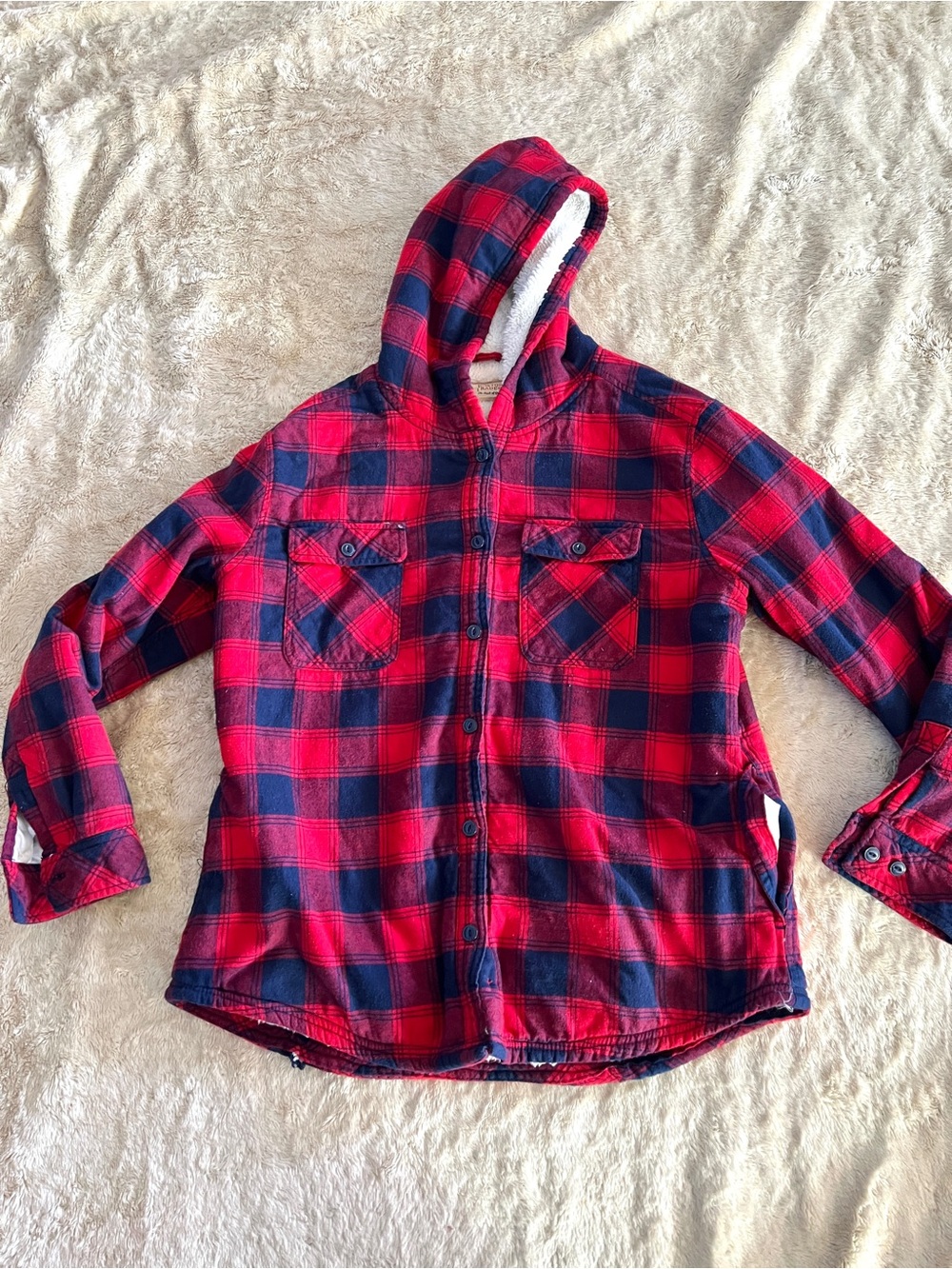 BOSTON TRADERS Men's Red Plaid Cozy Jacket Size L